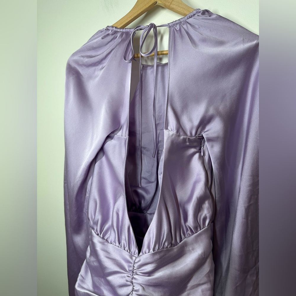 House of‎ CB Lilac Kate Orchid Satin Wrap Front Mini Dress Medium - Picture 12 of 13